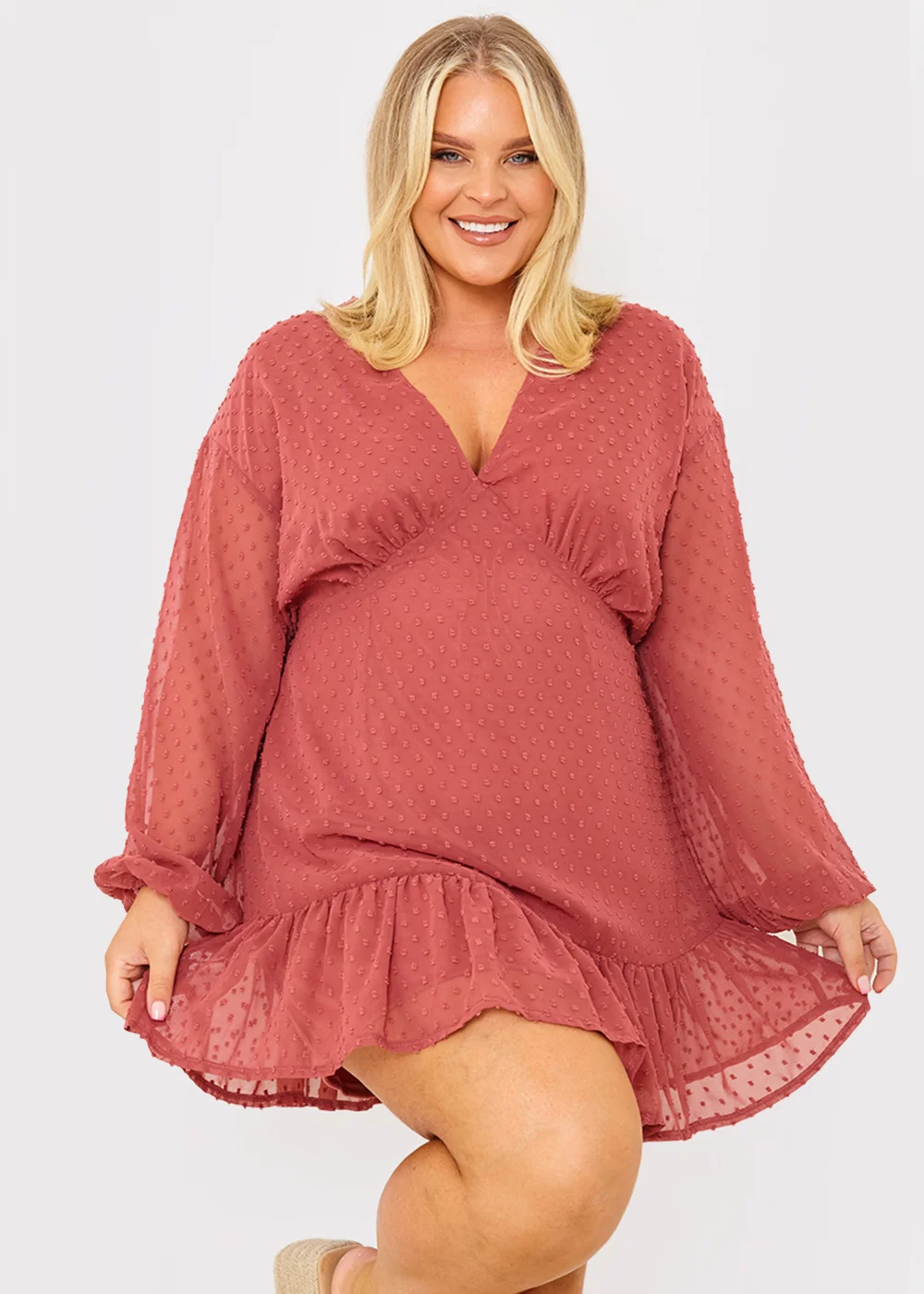 In the Style Danielle Rust Balloon Sleeve Mini Dress - 12 Image 6