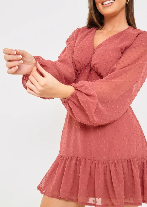 In the Style Danielle Rust Balloon Sleeve Mini Dress - 12 Image 8