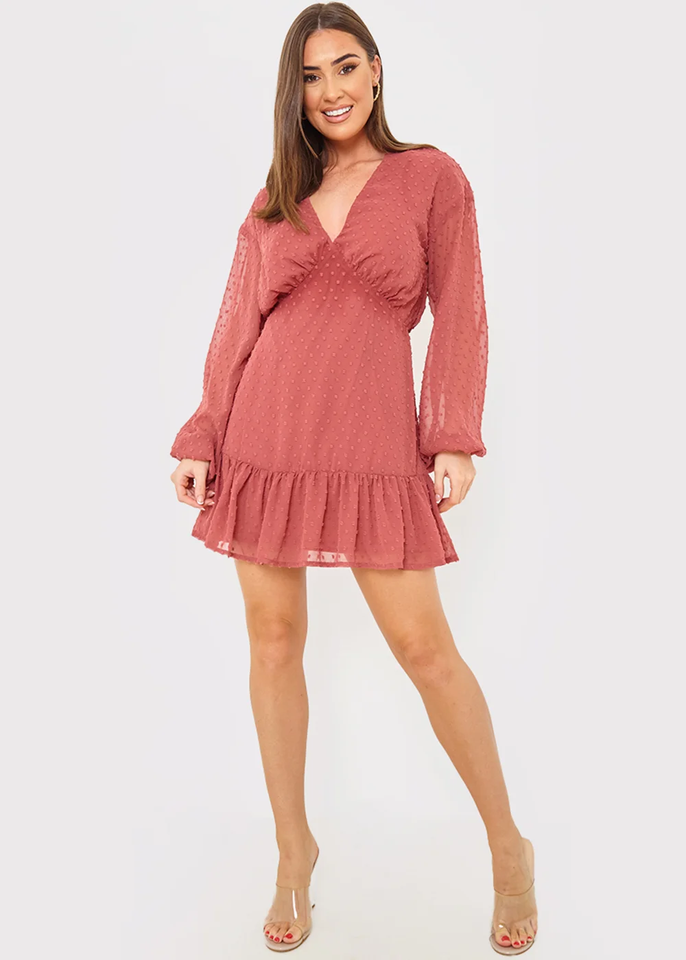 In the Style Danielle Rust Balloon Sleeve Mini Dress - 12 Image 4