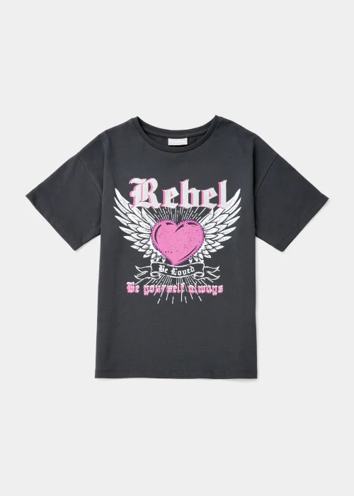 Girls Grey Rebel T-Shirt (4-13yrs) - Age 4 Years Image 1