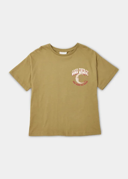Khaki Good Energy Print T-Shirt - Age 4 Years Image 1