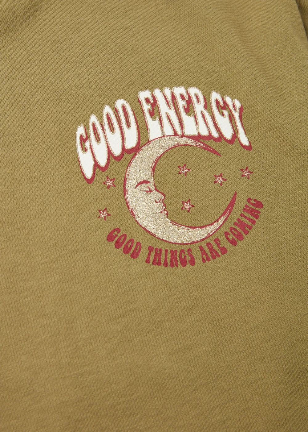 Khaki Good Energy Print T-Shirt - Age 4 Years Image 2