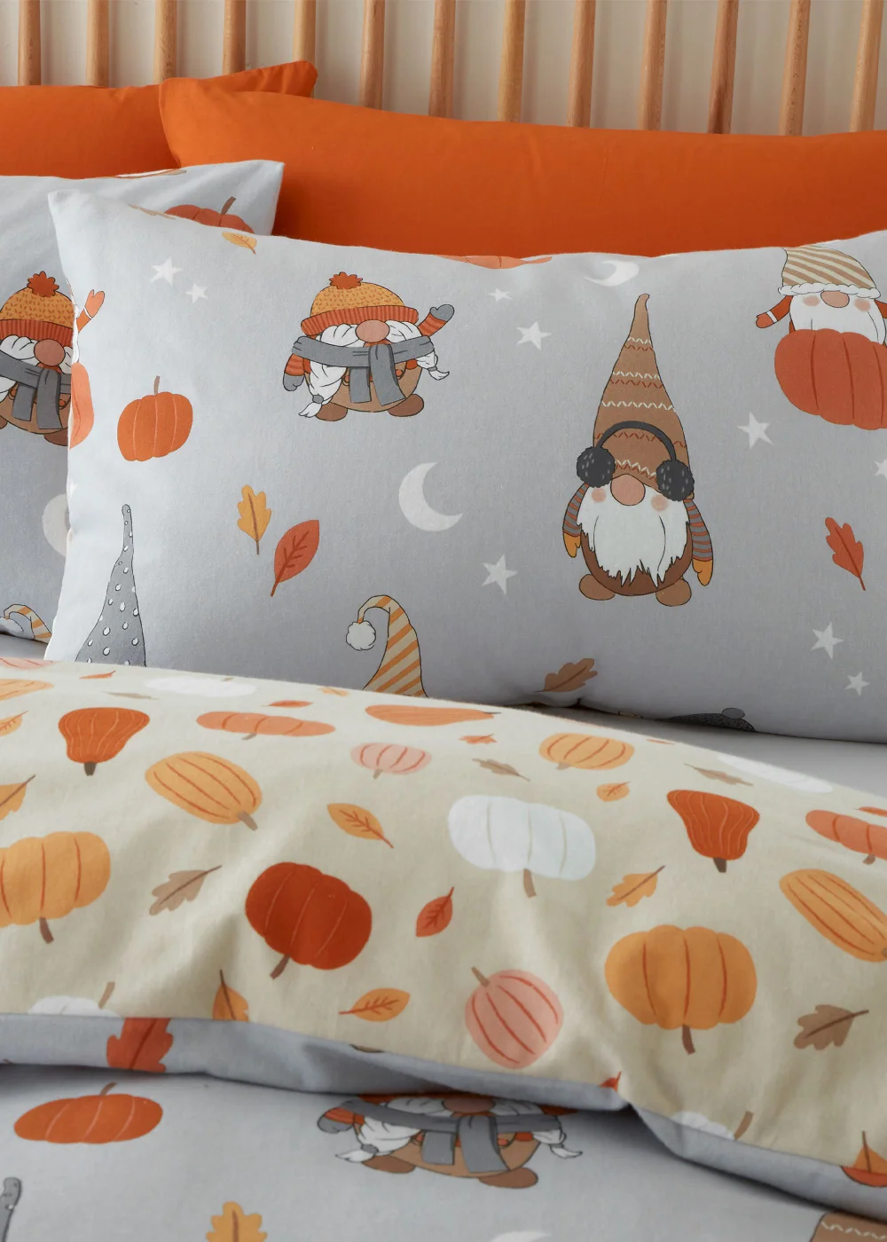 Catherine Lansfield Brushed Autumn Gonks Duvet Cover Set - Single Image 3