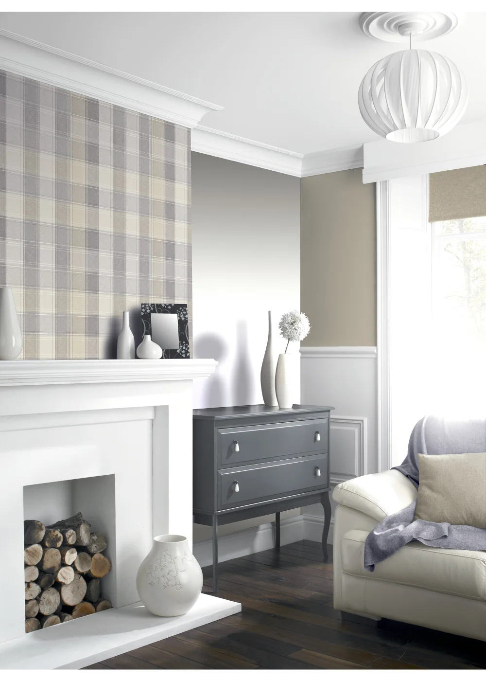 Arthouse Country Check Wallpaper - One Size Image 3