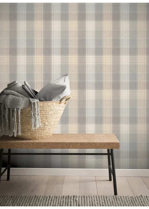 Arthouse Country Check Wallpaper - One Size Image 2