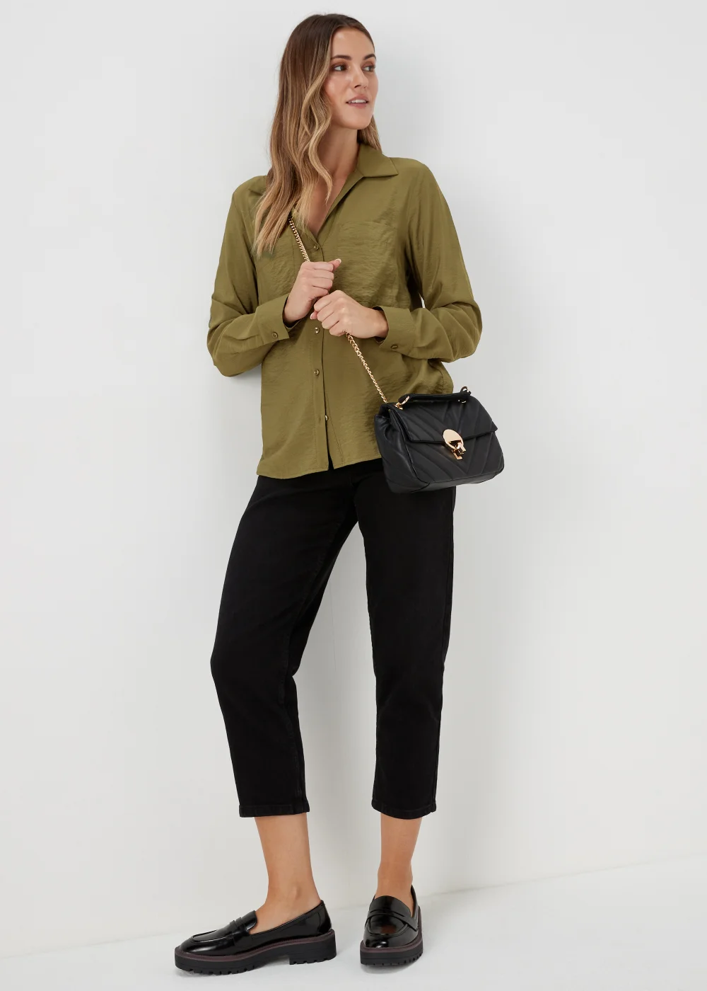 Khaki Long Sleeve Utility Shirt - 8 Image 4