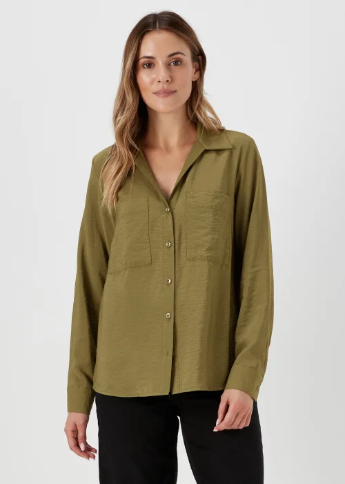 Khaki Long Sleeve Utility Shirt - 8 Image 1