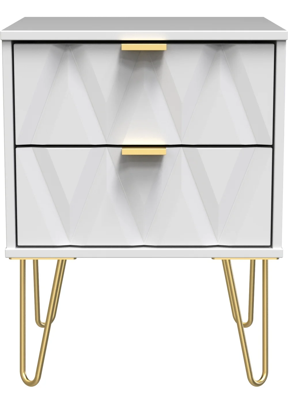 Ready Assembled Prism 2 Drawer Bedside Table - One Size Image 1