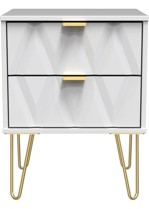 Ready Assembled Prism 2 Drawer Bedside Table - One Size Image 1