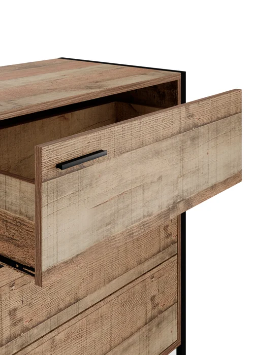 LPD Furniture Hoxton 3 Drawer Chest Distressed Oak Effect (800x400x638mm) - No Size Image 4