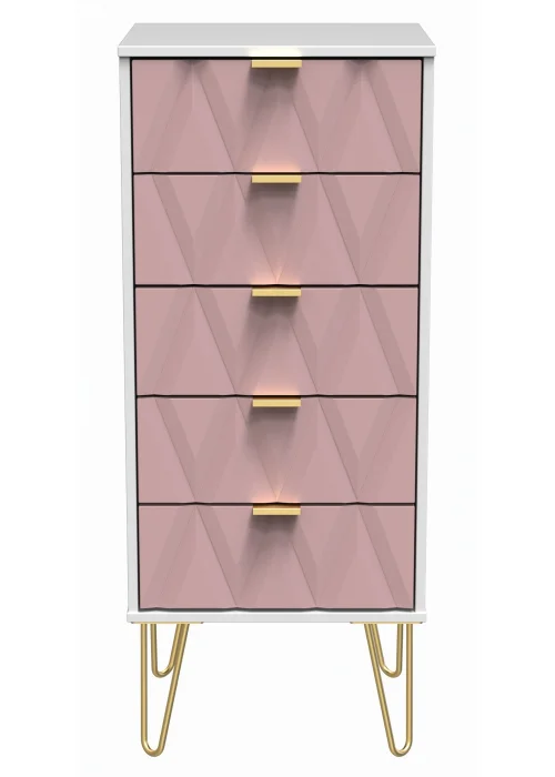 Swift Prism 5 Drawer Bedside Cabinet (107.5cm x 41.5cm x 39.5cm) - One Size Image 1