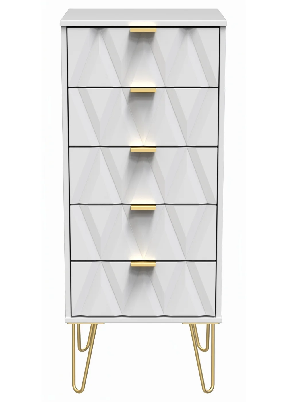 Swift Prism 5 Drawer Bedside Cabinet (107.5cm x 41.5cm x 39.5cm) - One Size Image 1