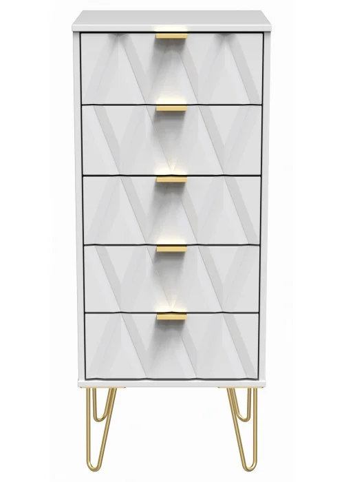 Swift Prism 5 Drawer Bedside Cabinet (107.5cm x 41.5cm x 39.5cm) - One Size Image 1