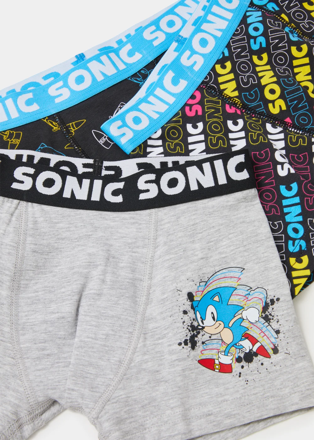 Kids 3 Pack Multicoloured Sonic the Hedgehog Trunks (4-11yrs) - Age 4 - 5 Years Image 2