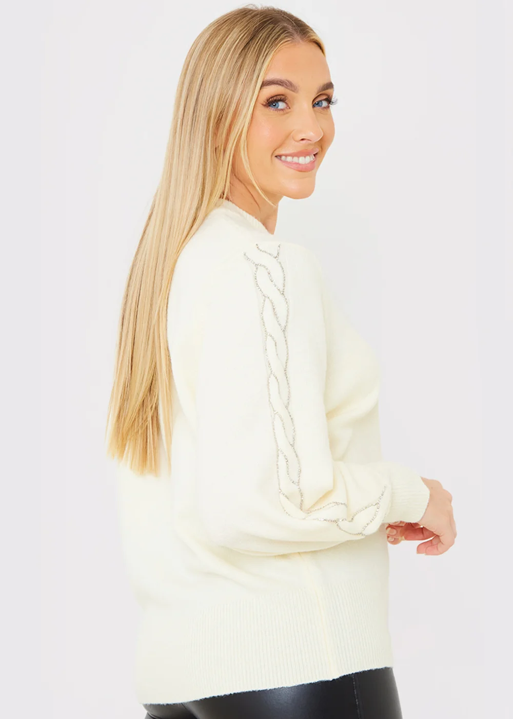 In The Style Stacey Soloman White Diamante Trim Jumper - 06-08 Image 5