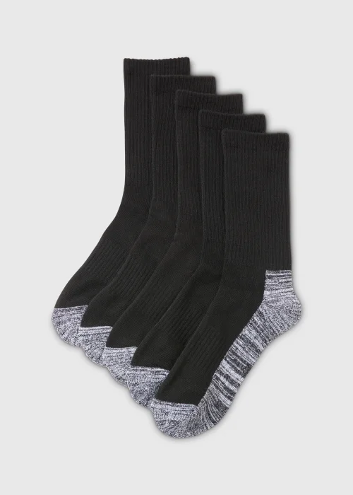 5 Pack Black Work Socks - 6-8.5 Image 1