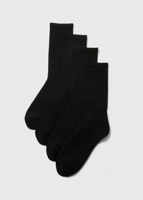 4 Pack Black Sports Socks - Sizes 6 - 8.5 Image 1