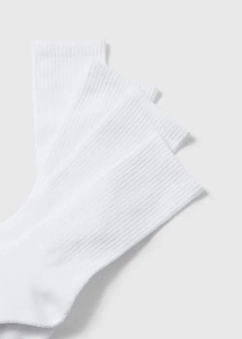4 Pack White Sports Socks - 6-8.5 Image 2
