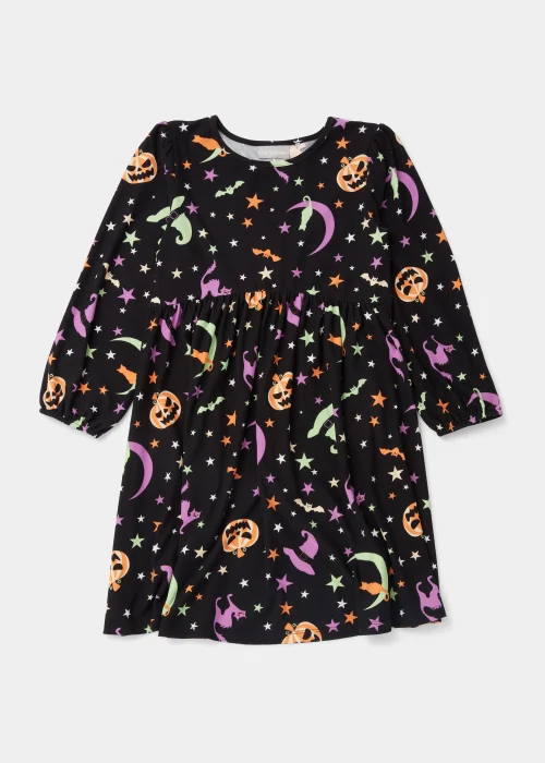 Kids Black Halloween Print Dress (4-13yrs) - 4 Yrs Image 1