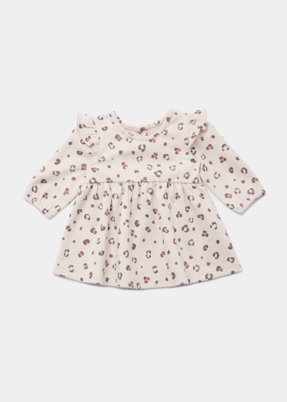 Baby Beige Animal Print Ponte Dress (Newborn-23mths) - Newborn Image 1