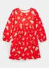 Girls Red Gingerbread Print Dress (4-12yrs) - 4 Yrs Image 1