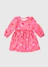 Girls Pink Soft Touch Christmas Print Dress (4-13yrs) - 4 Yrs Image 1