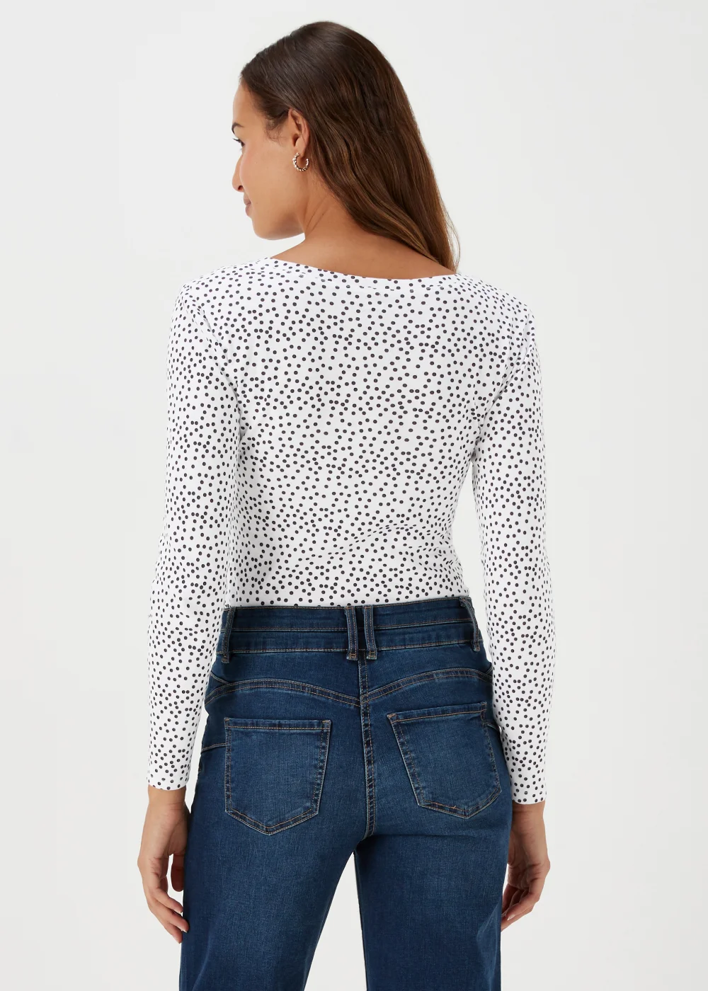 White Spot Print Long Sleeve T-Shirt - 8 Image 2