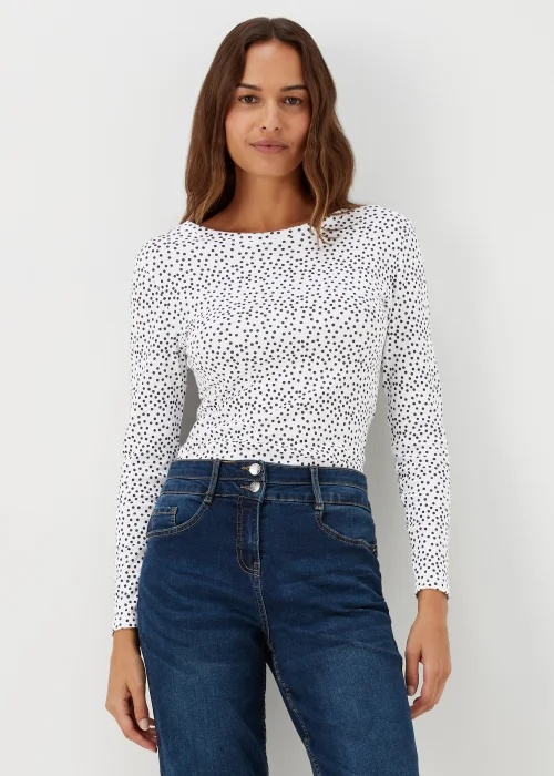 White Spot Print Long Sleeve T-Shirt - 8 Image 1