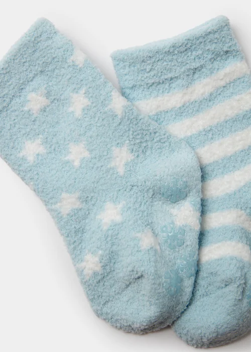 Blue Stripe & Star Cosy Baby Socks (Newborn-23mths) - Newborn Image 2