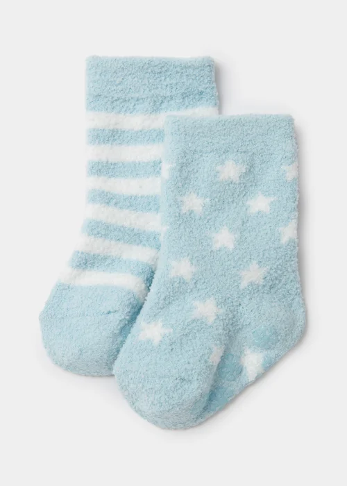 Blue Stripe & Star Cosy Baby Socks (Newborn-23mths) - Newborn Image 1