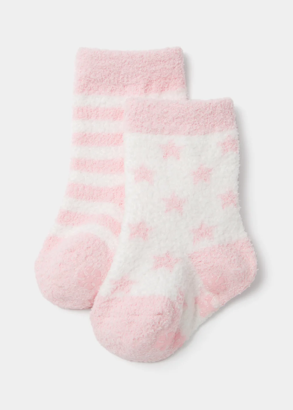 Pink Stripe & Star Cosy Baby Socks (Newborn-23mths) - Newborn Image 1