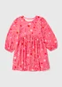 Girls Pink Christmas Candy Cane Print Soft Touch Dress (9mths-6yrs) - 9-12 months Image 1