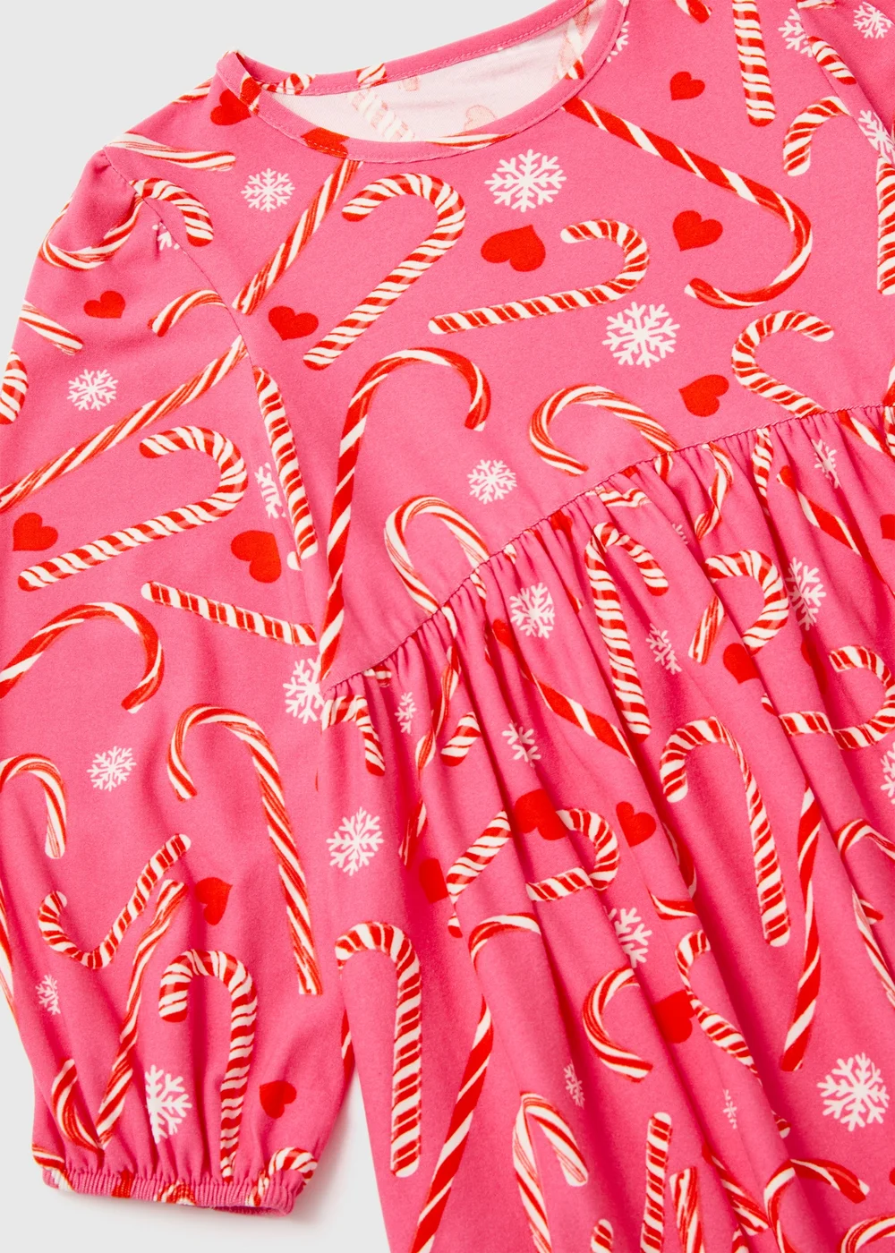 Girls Pink Christmas Candy Cane Print Soft Touch Dress (9mths-6yrs) - 9-12 months Image 2
