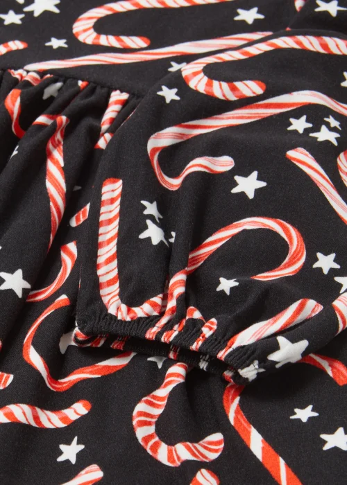 Girls Black Candy Cane Print Dress (9mths-6yrs) - 1-1.5 Yrs Image 2