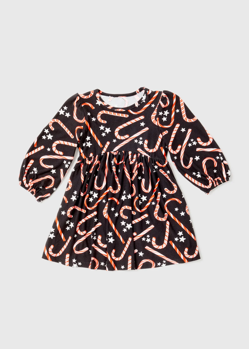 Girls Black Candy Cane Print Dress (9mths-6yrs) - 1-1.5 Yrs Image 1