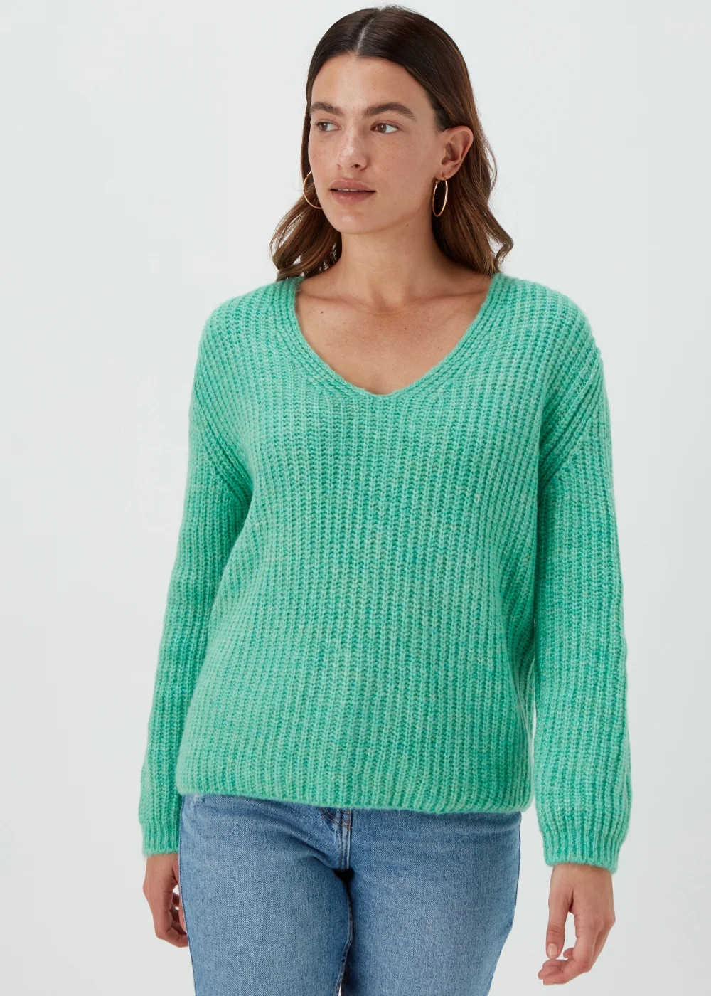 Green V-Neck Jumper - XS Image 1
