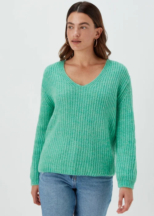Green V-Neck Jumper - XS Image 1