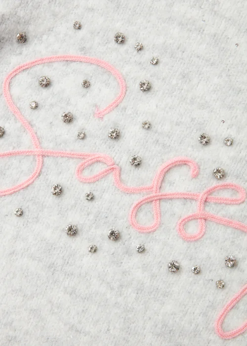 Girls Grey Sassy Print Fluffy Jumper (4-12yrs) - 4 Yrs Image 2