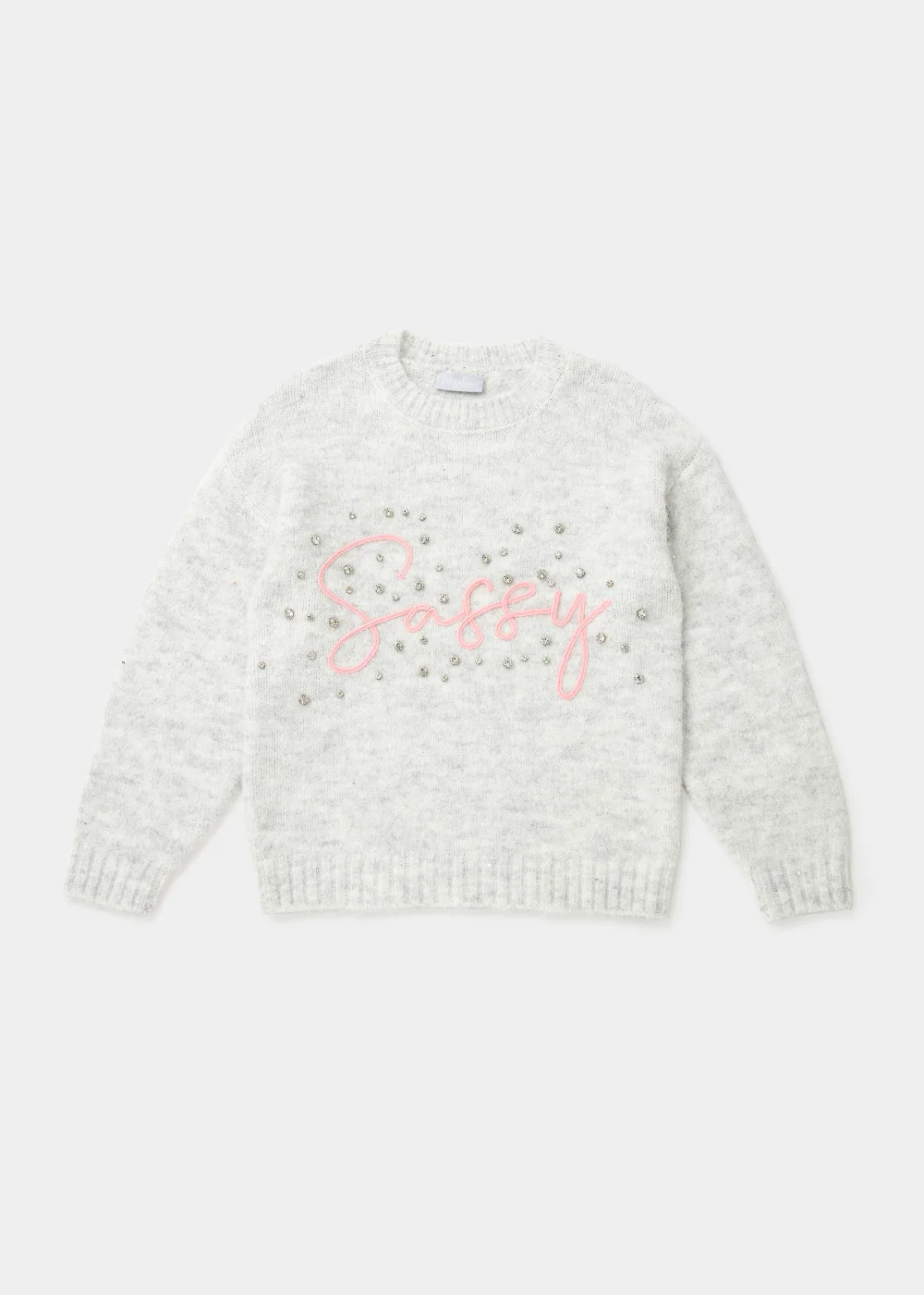 Girls Grey Sassy Print Fluffy Jumper (4-12yrs) - 4 Yrs Image 1