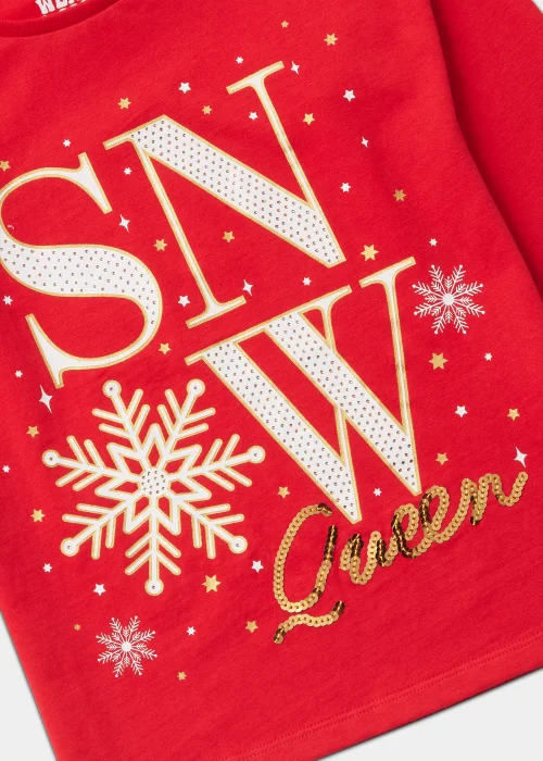 Girls Red Christmas Snow Queen Long Sleeve T-Shirt (4-13yrs) - 4 Yrs Image 2