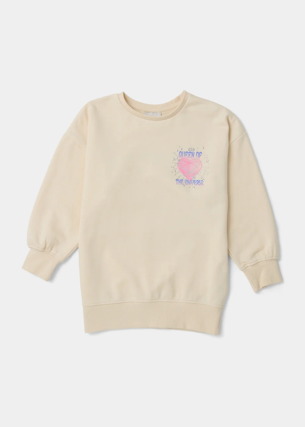 Girls Cream Space Heart Sweatshirt (4-13yrs) - 4 Yrs Image 1