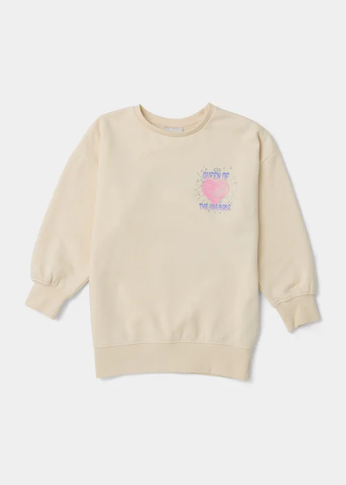 Girls Cream Space Heart Sweatshirt (4-13yrs) - 4 Yrs Image 1