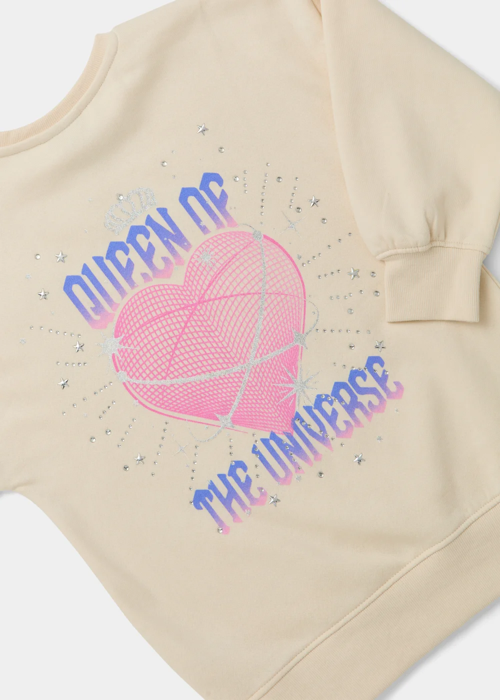 Girls Cream Space Heart Sweatshirt (4-13yrs) - 4 Yrs Image 2