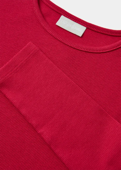 Girls Red Ribbed Long Sleeve Top (4-13yrs) - 4 Yrs Image 2