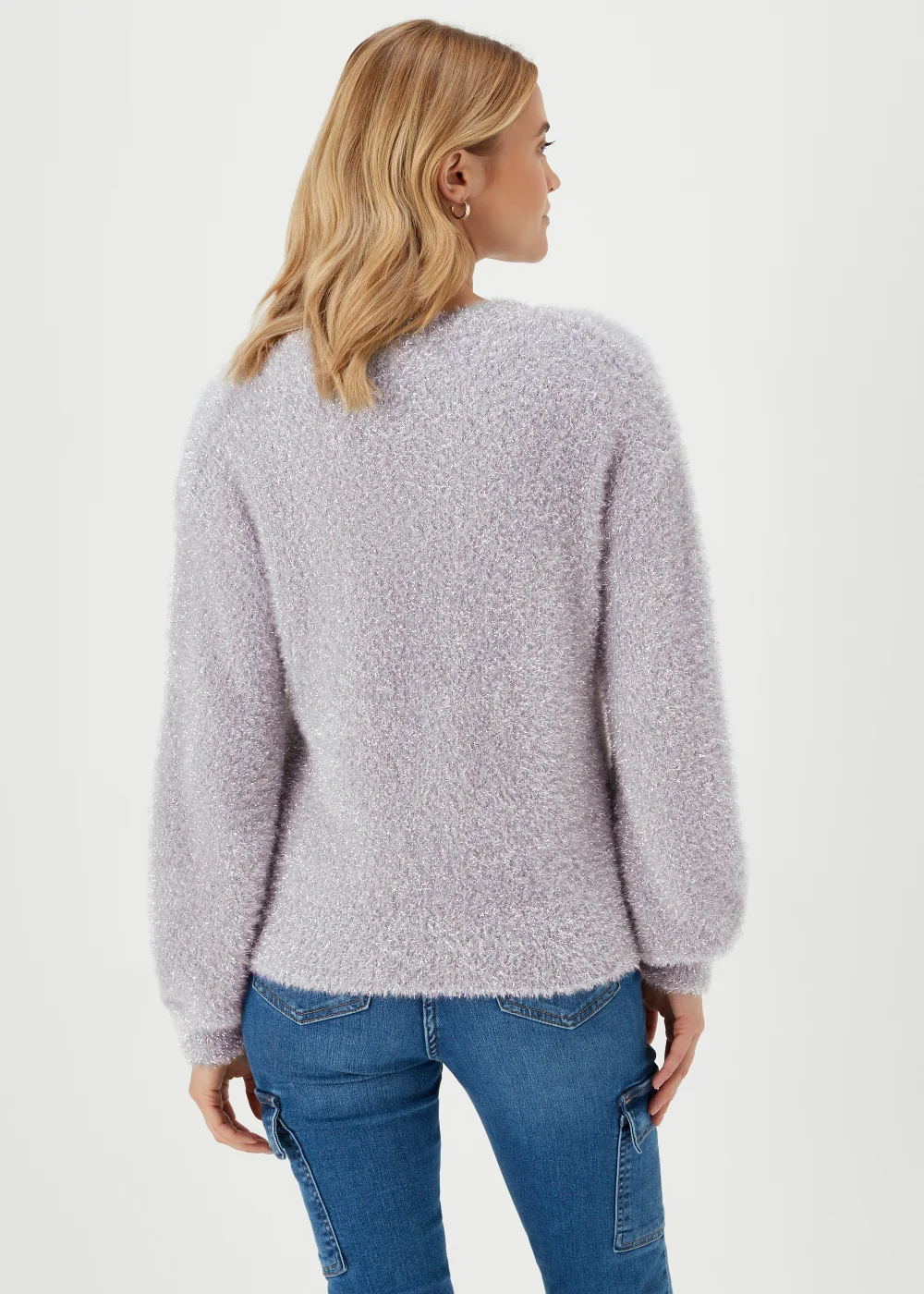 Grey & Silver Tinsel Yarn Jumper - S Image 2