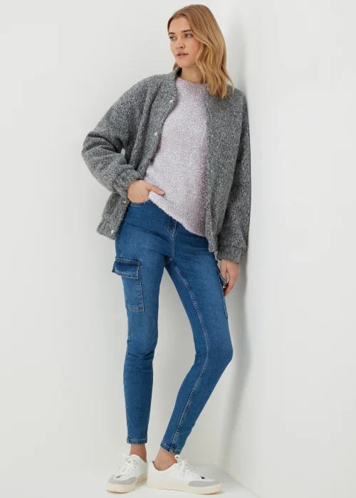 Grey & Silver Tinsel Yarn Jumper - S Image 4