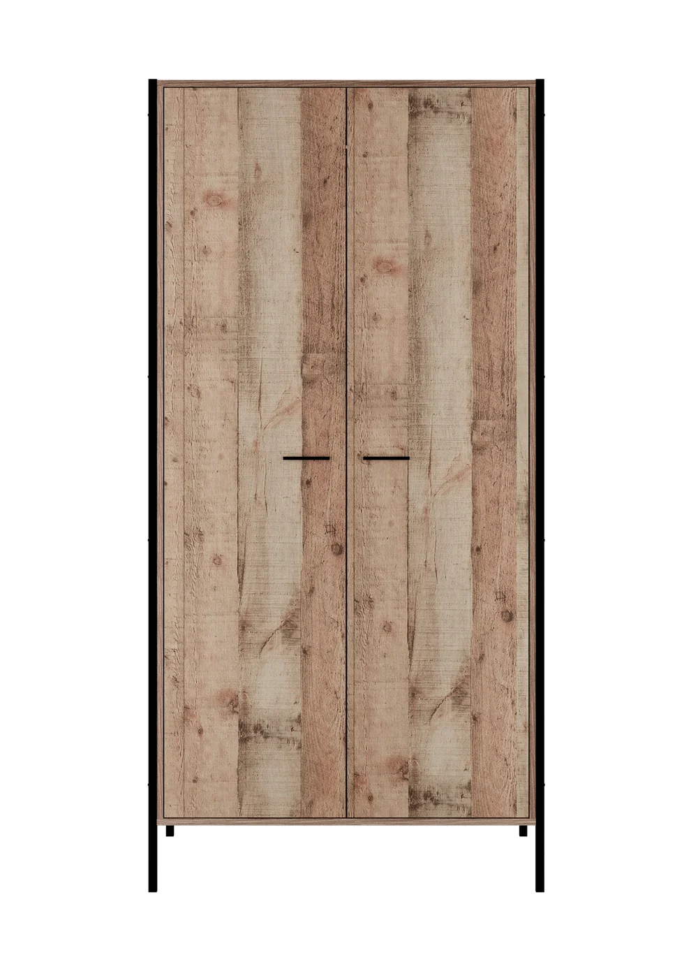 LPD Furniture Hoxton 2 Door Wardrobe Distressed Oak Effect (1800x520x838mm) - No Size Image 2