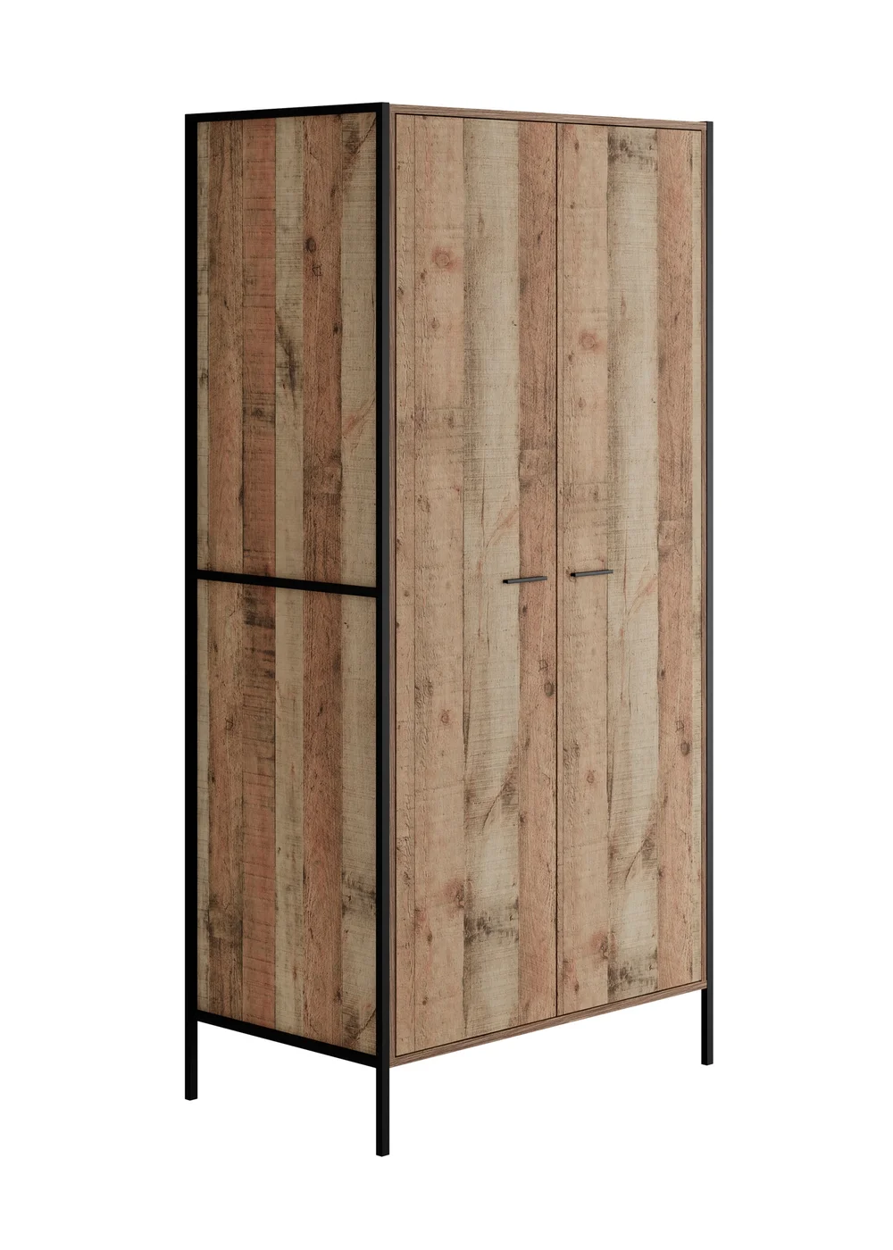 LPD Furniture Hoxton 2 Door Wardrobe Distressed Oak Effect (1800x520x838mm) - No Size Image 4