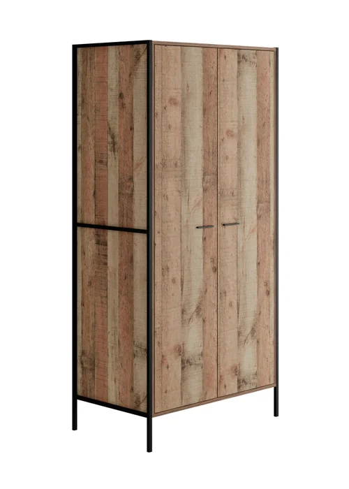 LPD Furniture Hoxton 2 Door Wardrobe Distressed Oak Effect (1800x520x838mm) - No Size Image 4