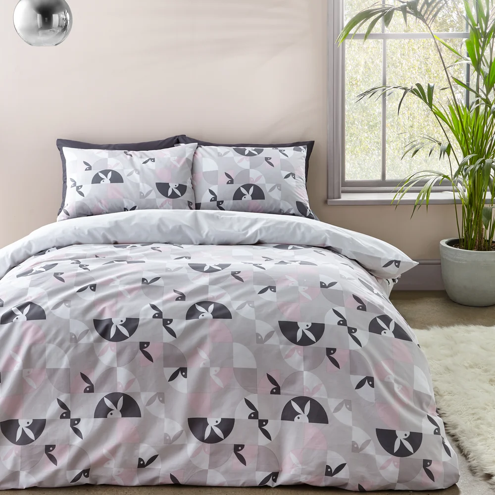 Playboy Retro Geo Reversible Bunny Duvet Cover Set - Single Image 2